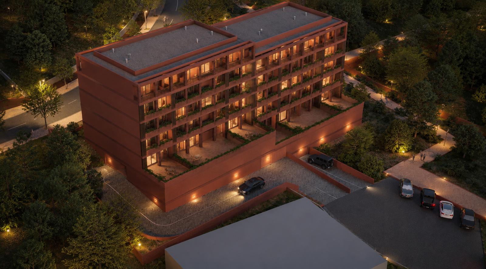 Render do edifício COIMBRA_28, com vista sobre o Rio Mondego